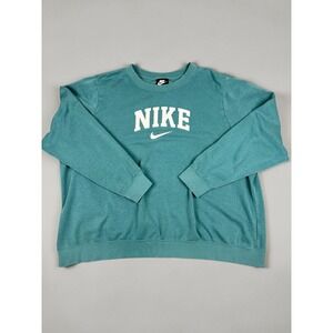 Athleisure Nike Arch Logo Crewneck Sweatshirt 3X Teal Green Pullover